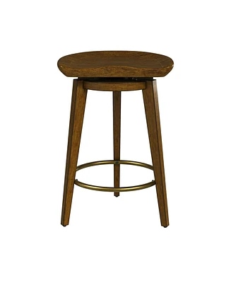 Hulala Home Camilo Mid-Century Modern Wood Swivel Stool with Solid Wood Legs