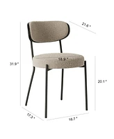 Boucle modern kitchen dining chair Bentwood covered with ash veneer Chair back, metal with black powder coated leg chair, Kitchen Dining Room and livi