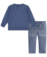 Levi's Little Boys Mountain Crewneck Tee and Denim Pants, 2-Piece Set