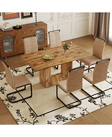 Streamdale Furniture Table and chair set. Modern dining table with Mdf top and beautiful Mdf legs. Comes with brown comfortable chair with Pu seat and