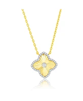 Simona Sterling Silver, D-c Flower Cz Necklace - Gold Plated