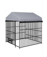 Streamdale Furniture Large Dog Kennel Outdoor Pet Pens Dogs Run Enclosure Animal Hutch Metal Coop Fence with Roof Cover(6.6'L x 6.6'W x 6.4'H)