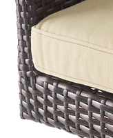 Modern Outdoor Multi-Brown Wicker Swivel Barstool With Tapered Legs, 1-Piece