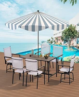 7 Piece Outdoor Patio Set/ Weather Resistance/ Wood Plastic Component/ Wpc/ Swivel Chairs/ Al Fresco Dining Set/ Outdoor Dining Set/ Dining Table Set/