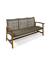 Hampton Wood + Wicker 3 Seater