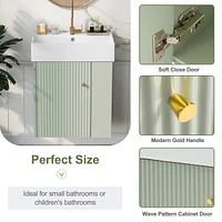 21.6 inch Modern Floating Bathroom Vanity with Ceramic Basin - Perfect for Small Bathrooms, Right side storage