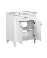 Streamdale Furniture 30-inch bathroom vanity with ceramic basin, soft close door and adjustable shelves