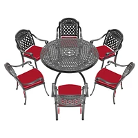 (Cushions In Random Colors)7-Piece Set Of Cast Aluminum Patio Furniture With Cushions
