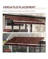 12' x 8' Retractable Awning Patio Awnings Sun Shade Shelter with Manual Crank Handle, 280g/m Uv & Water-Resistant Fabric and Aluminum Frame for Deck