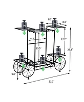Unho Garden Wrought Iron Plant Stand 6 Tiers Flower Pots Display Rack Home Garden Decor