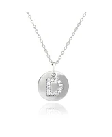 Suzy Levian New York Suzy Levian Sterling Silver Cubic Zirconia Letter Initial Disc Pendant