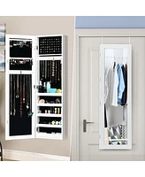 Sugift Door and Wall Mounted Armoire Jewelry Cabinet with Full-Length Mirror