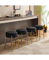 Slickblue Set of 2 Contemporary 24" Tall Round Bar Stools - Upholstered Dining Stools for Kitchen & Bar