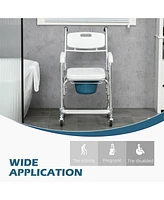 Streamdale Furniture Shower Commode Wheelchair, Padded Seat, 330 lbs., White