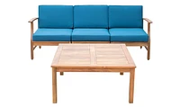Perla 3 Seater Sofa And Table Set, Blue