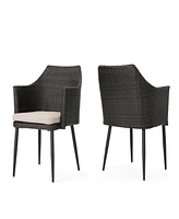 Simplie Fun Stylish Outdoor Dining Chairs With Durable Faux Wood Legs And Water-Resistant Cushions