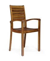 Simplie Fun Miguel Coastal Acacia Wood Stackable Dining Chairs (Set Of 2)