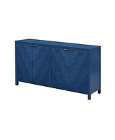 Luxurious Four-Door Sideboard with Honeycomb Patterned Doors, Offering Ample Storage for Study, Entrance and Living Room
