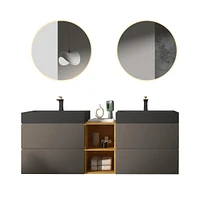 Alice 72" Space Gray Bathroom Vanity: Timeless Elegance, Ample Storage, Soft-Close Drawers