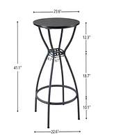 3 Bar Table and Chairs Set for Dining Room Industrial Counter Height Bar Chairs with Metal Back, Fabric Seat