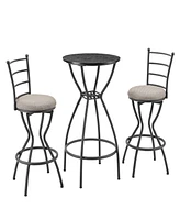 Simplie Fun 3 Bar Table and Chairs Set for Dining Room Industrial Counter Height Bar Chairs with Metal Back, Fabric Seat