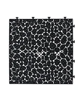 Simplie Fun 12 x 12 Inch Black Interlocking Deck Tiles Plastic Waterproof Outdoor All Weather Anti