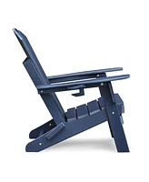 Folding Outdoor Adirondack Chair for Relaxing, Hdpe All-weather Fire Pit Chair, Patio Lawn Chair for Outside Deck Garden Backyardf Balcony, Navy Blue