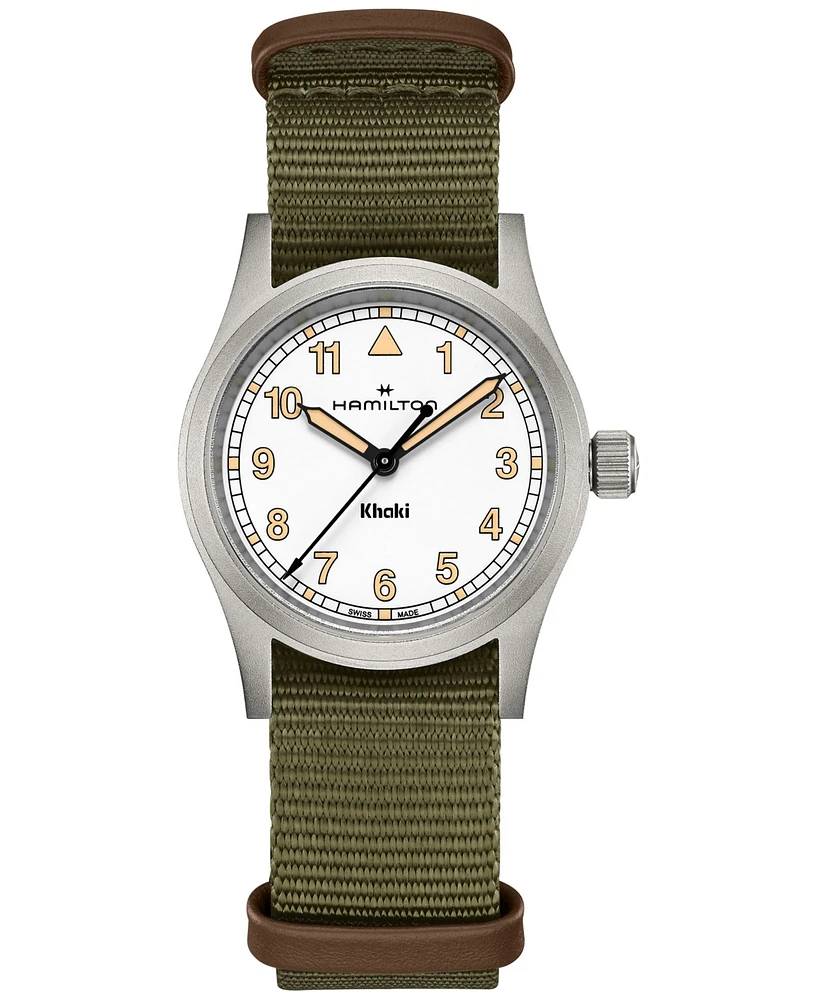 Hamilton Women's Swiss Khaki Field Green Textile Strap Watch 33mm