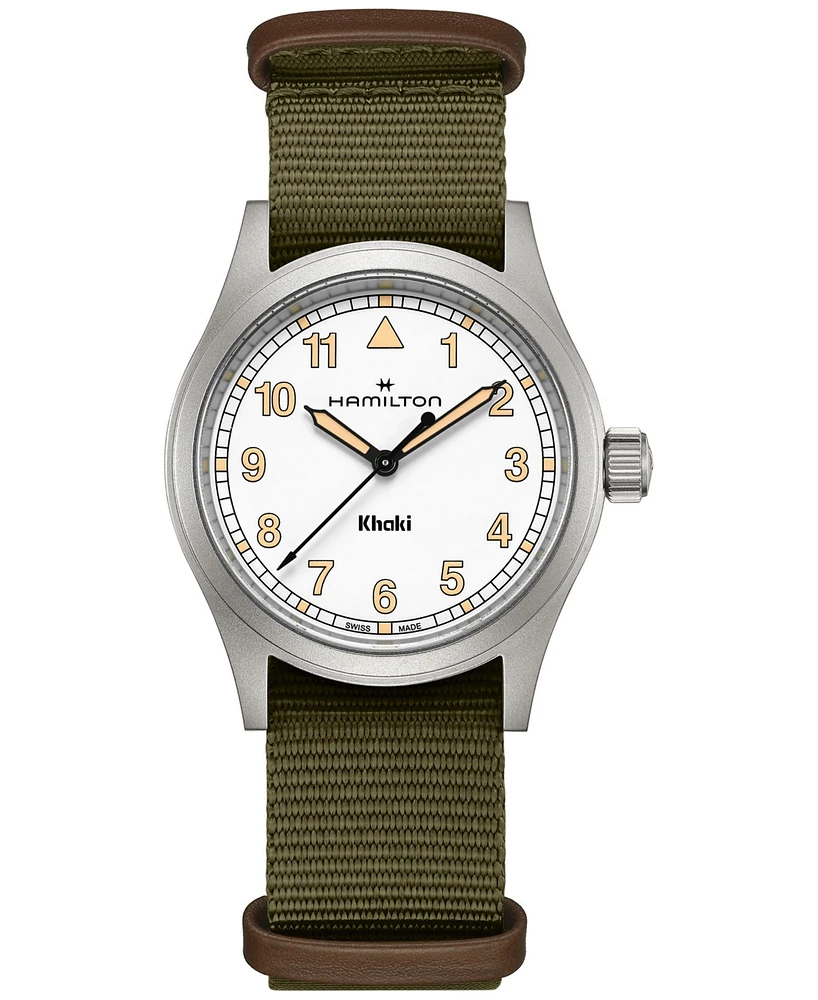 Hamilton Men's Swiss Khaki Field Green Textile Strap Watch 38mm
