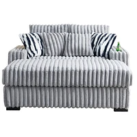 61.42Inch Square Arm Loveseat With Ottoman, 2PCS Back Cushions and 4PCS Toss Pillows, Cupholder, Bluetooth Speaker, Wireless Charger, Usb Ports for Li