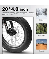 Streamdale Furniture 20 inch Fat Tire Bike Adult/Teen Full Shimano 7 Speed Mountain Bike, Dual Disc Brakes, High Carbon Steel Frame, Front Suspension,