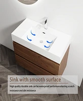 Simplie Fun 36" Wall-Mounted Bathroom Vanity With Resin Sink, 2-Soft Close Drawers, Kd-Package