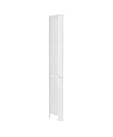 Multi-Functional Corner Cabinet Tall Bathroom Storage Cabinet with Two Doors and Adjustable Shelves, Open