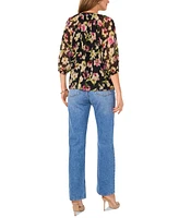 Vince Camuto Women's Floral-Print Split-Neck Top