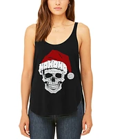 La Pop Art Women's Santa Skull Premium Word Flowy Tank Top