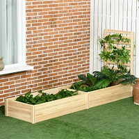 Streamdale Furniture Raised Garden Bed with Trellis and 2 Compartments, 43 Inch Wooden Planter Box Kit for Outdoor Plants, Vegetables, Flowers, Herbs