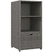 Valet Pool Towel Rack, Waterproof Pe Plastic Rattan Wicker Storage Organizer, Indoor Outdoor Spa, and Hot Tub Accessory Storage, 2 Shelves, 1 Basket D