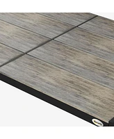 Outdoor Dining Table for 6 People, Aluminum Rectangular Patio Table with Faux Wood Tabletop for Backyard, Lawn, Balcony, Poolside, 55" x 35.5