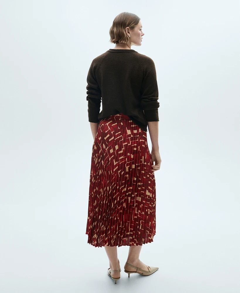 Mango Women's Printed Pleated Skirt