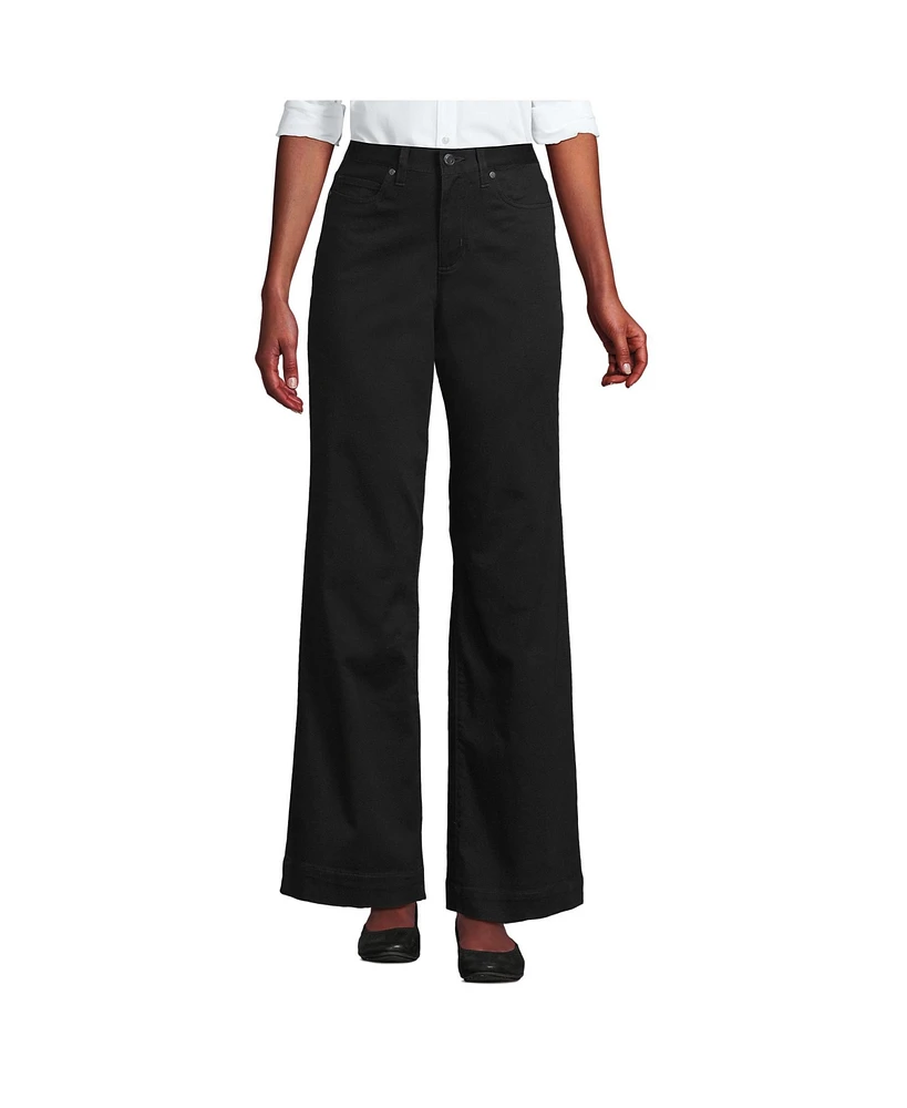 Lands' End Women's Petite High Rise 5 Pocket Wide Leg Chino Pants