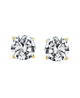 Bling Jewelry Cubic Zirconia Stud Earrings Screwback Gold Plated Sterling Silver - Gold