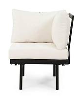 Theo Acacia Wood Corner Sofa And Coffee Table Set: Modern Elegance For Outdoor Living