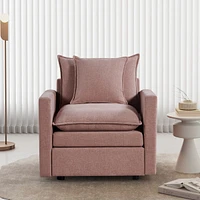 Chenille Fabric Comfy Deep Single Seat Sofa Upholstered Reading Armchair Living Room