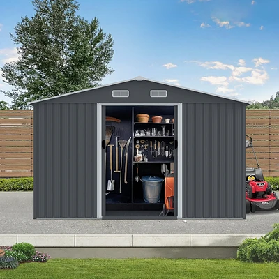 Streamdale Furniture Outdoor Storage Shed 8 x 12 Ft Large Metal Tool Sheds with Window