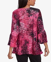 Ruby Rd. Petite Tie Dye Spots Criss Cross Scoop Neck Top