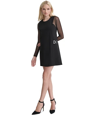 Dkny Women's Mesh-Sleeve Side-Buckle Sheath Dress