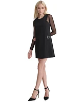 Dkny Women's Mesh-Sleeve Side-Buckle Sheath Dress