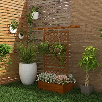 Streamdale Furniture Wood Planter with Trellis, Raised Garden Bed Privacy Screen Planter Box for Climbing Plants, Vines, Vegetables, Flowers