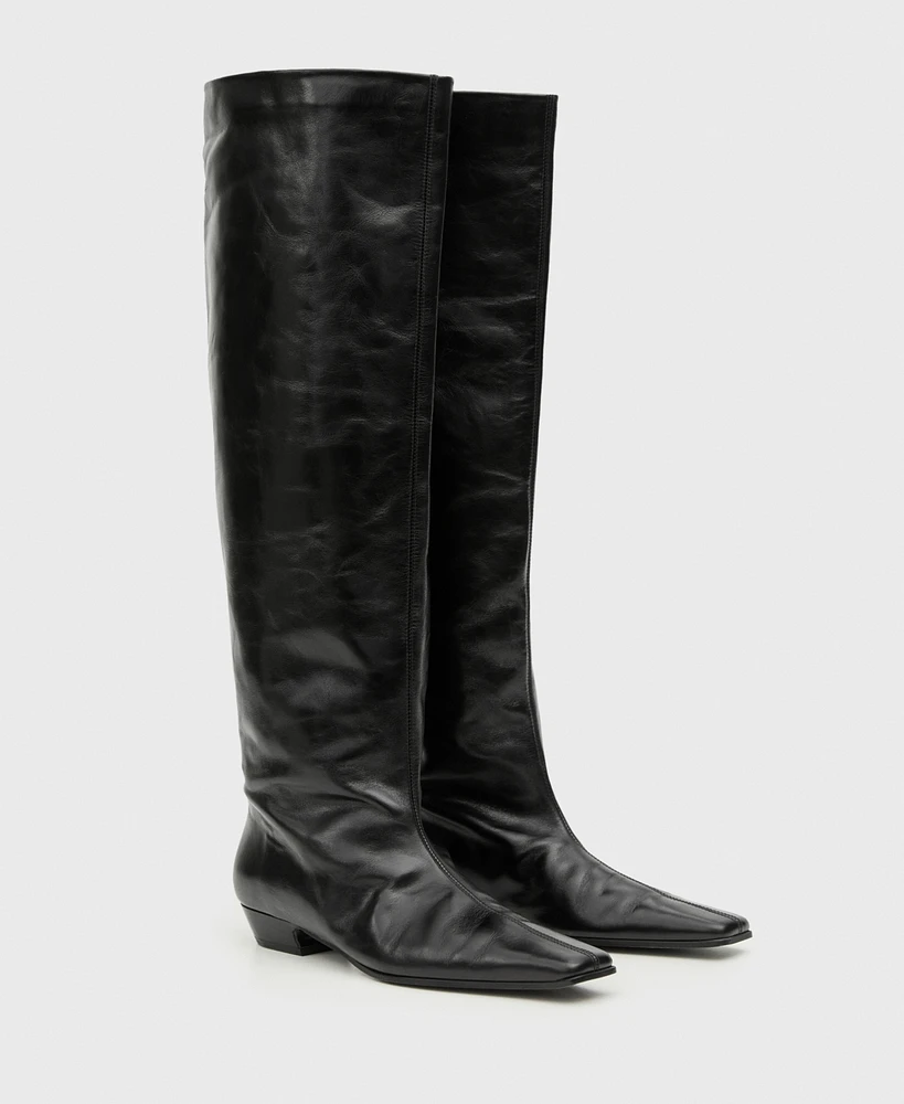 Mango Women's Leather High Boots