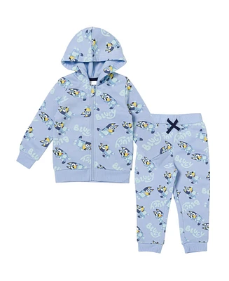 Bluey Little Boys Fleece Zip Up Hoodie and Jogger Pants Set